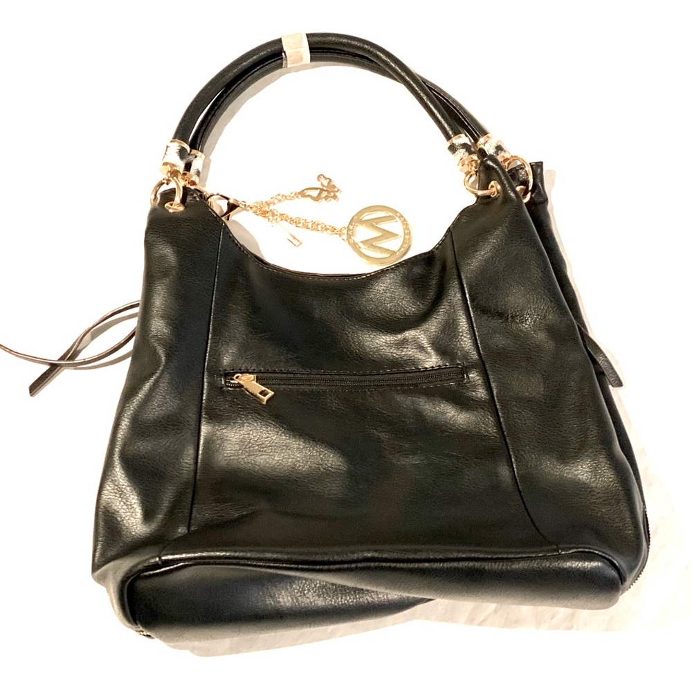 MFK COLLECTION BY MIA K BLACK LEATHER TOTE